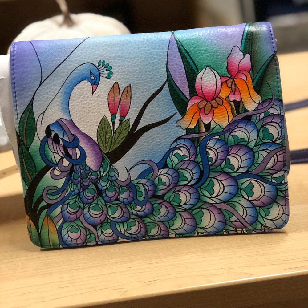 Anna by Anuschka cross body purse **hand painted**